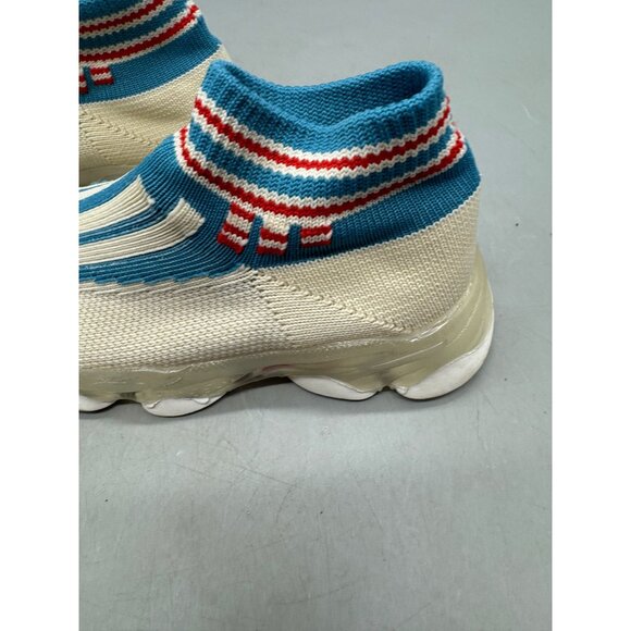 Cream & Blue Sock Sneakers With Red Stripe Details kids size 29 6 years READ - Picture 3 of 8
